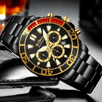 top luxury brand mens watch black full stainless steel waterproof dive chronograph male watches business dress aaa jewelry clock