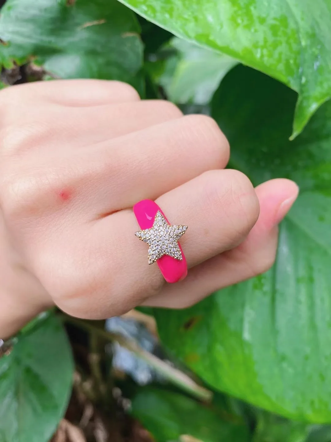 

3Pcs Newest Multicolor Enamel Ring Rainbow Colorful Drip Oiled Zircon Star Finger Ring Women Enamel Open Cuff Ring