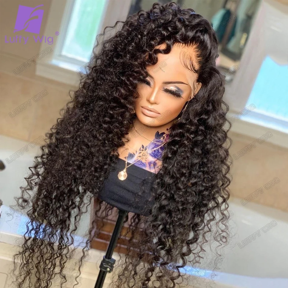 Long Curly Frontal Wig Human Hair 13x6 Lace Front Human Hair Wigs for Women Hd Transparent Lace Frontal Wig Pre Plucked LUFFY