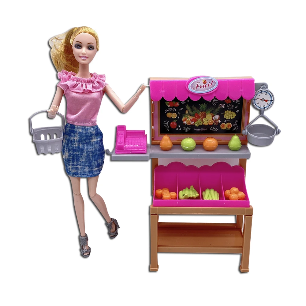 

Кукла Принцесса «Барби» 11,5 дюйма, торговый центр, подставка для фруктов, упаковка для покупок, детские виниловые пластиковые игрушки, аксес...