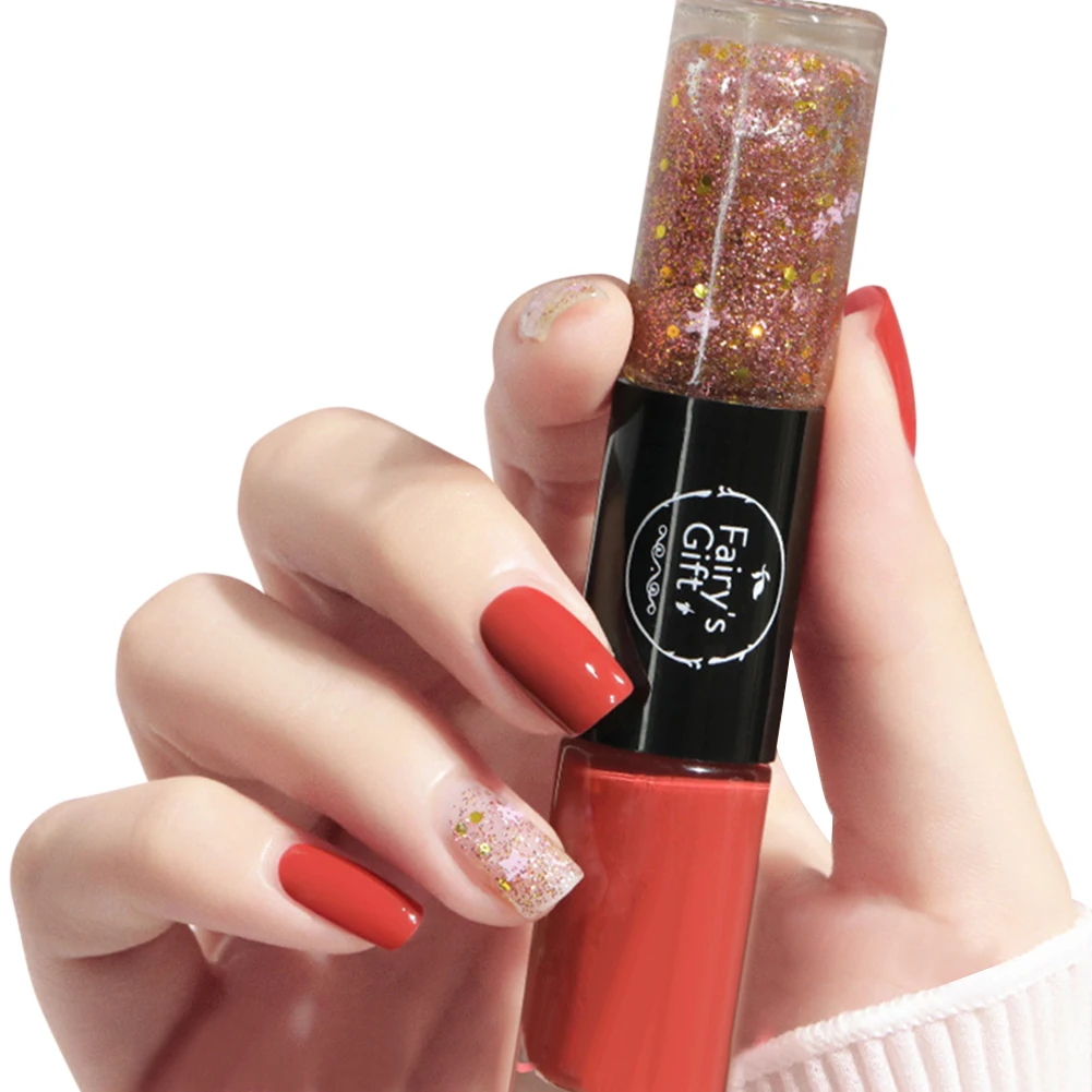

1 Pcs Portable Free Baking Long-lasting Quick-drying Waterproof Sequin Nail Lacqure Double-Head Nail Polish Hot Sale