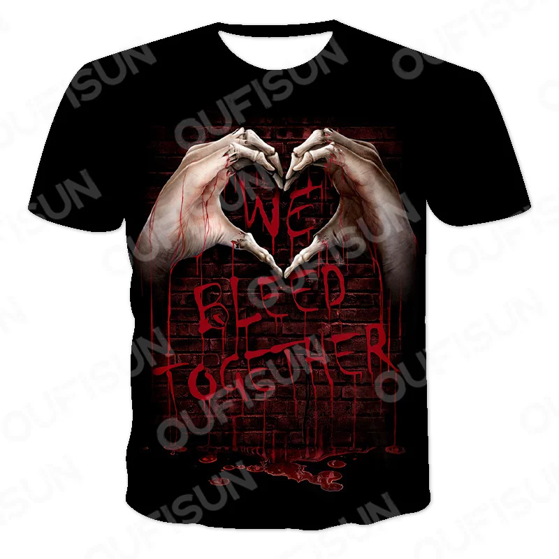 

2021 Summer 3D Men T-shirt Cool T-shirt Printing Skull Short-Sleeved T-shirt Street Casual Wear