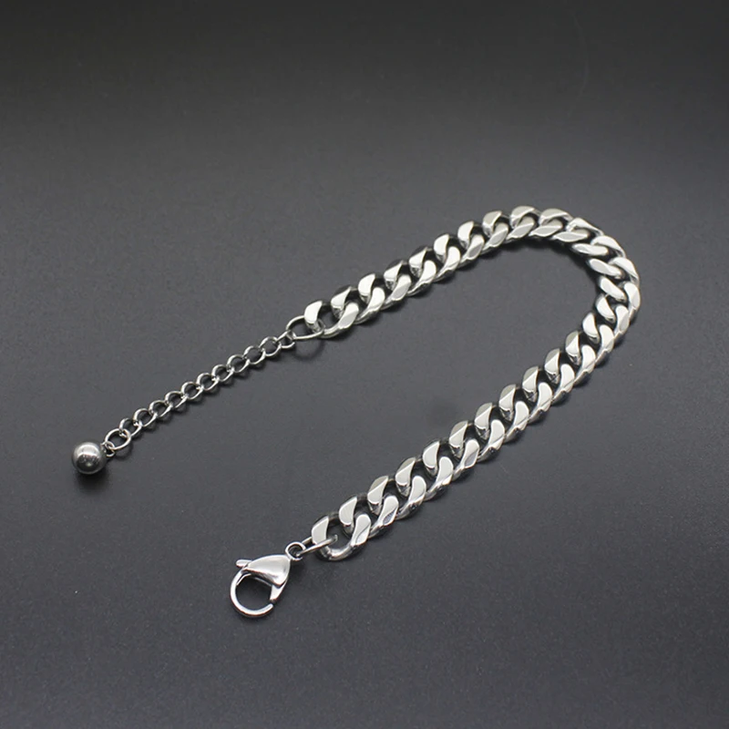 Браслет с бусинами из нержавеющей стали кубинская цепочка на руку подарки для