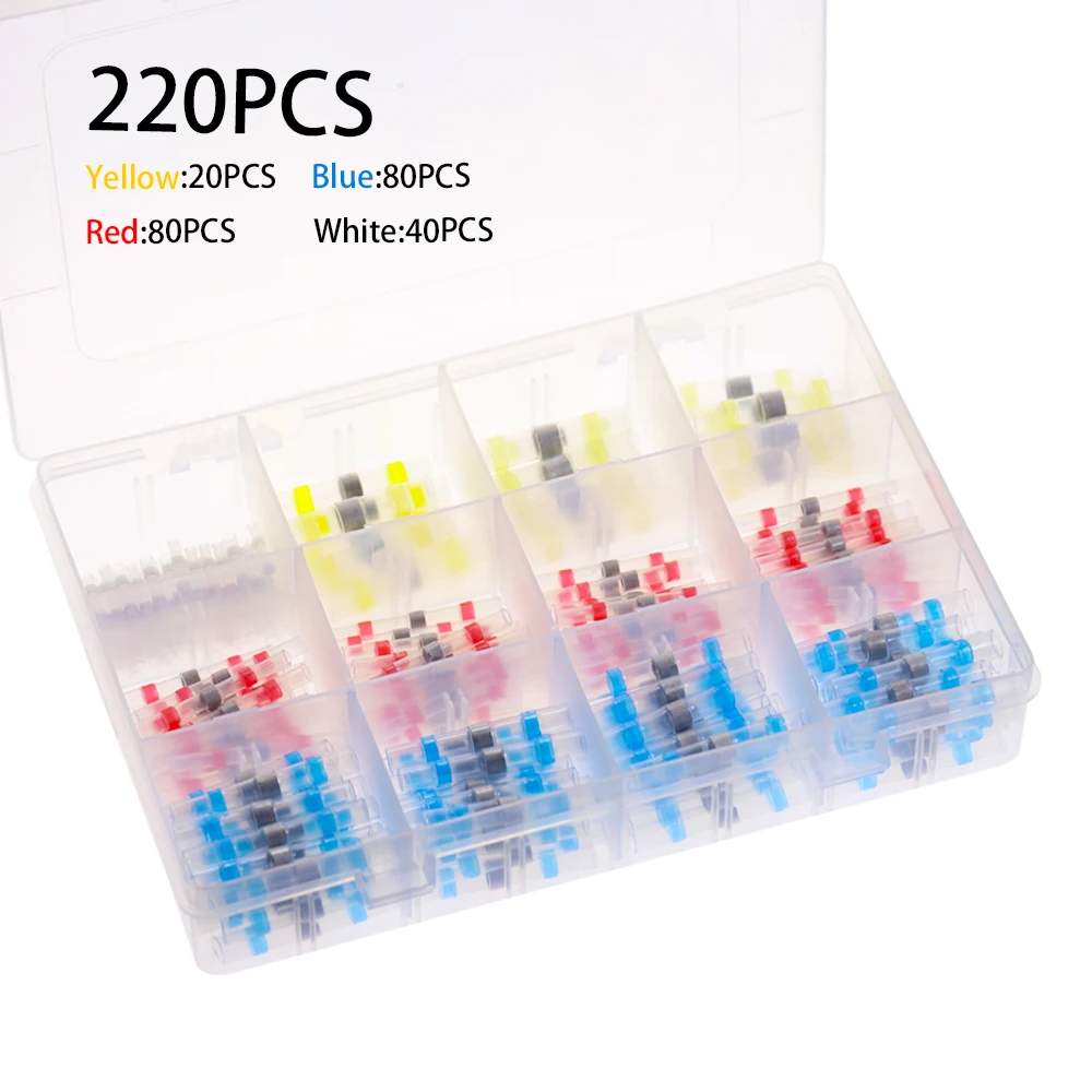 

220/250/100/50PCS Heat Shrink Soldering Sleeve Terminals Insulated Waterproof Butt Wire Connectors Electrical Wire Terminals Kit