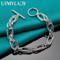 urmylady 925 sterling silver smooth circle chain bracelet for women fashion jewelry charm wedding engagement party