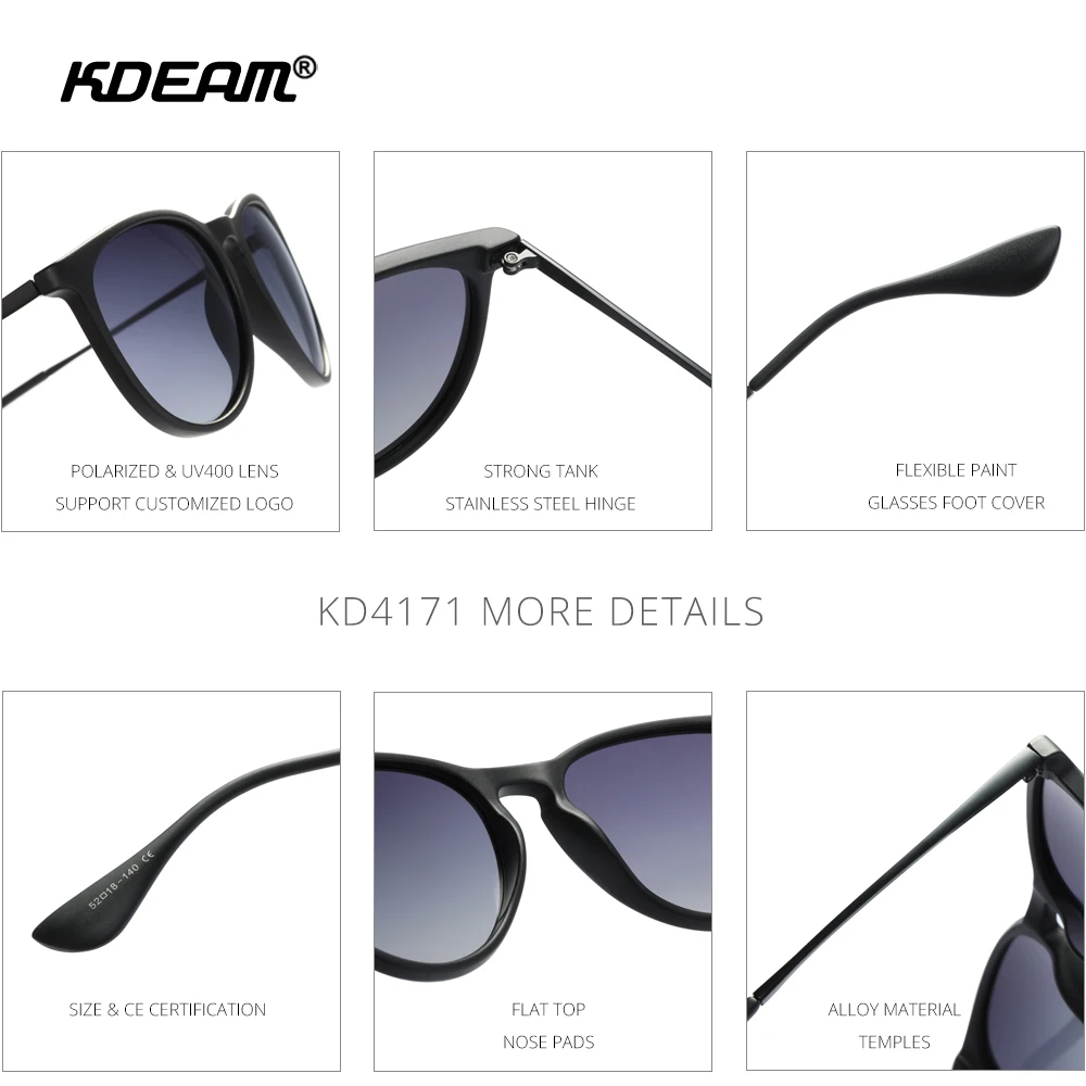 KDEAM Овальные Солнцезащитные очки для женщин поляризованные Винтажные унисекс 11