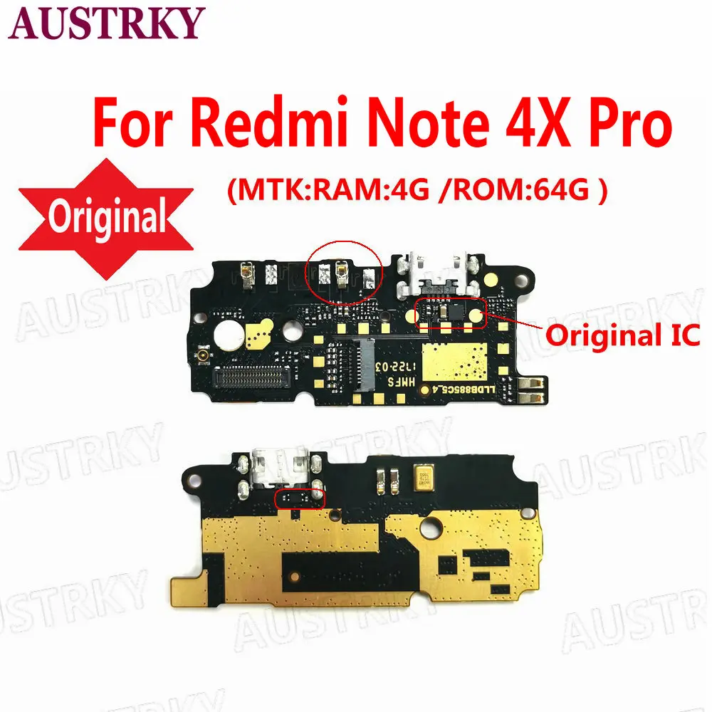 Новая плата зарядного устройства PCB Flex для Xiaomi Redmi Note 4 MTK Helio X20 / 4X Pro USB-порт разъем