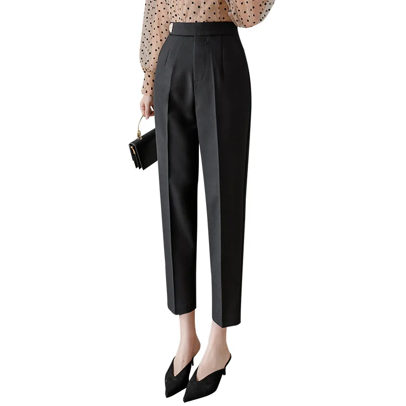 

2021 Spring New Women Cropped Pants Occupation Pants Drop Feeling Cigarette Pants Casual Suit Pants