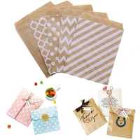 100pcs kraft paper bags retro stripe dot zigzag gift bag wedding birthday party favor bag candy cookie bags wrapping supplies