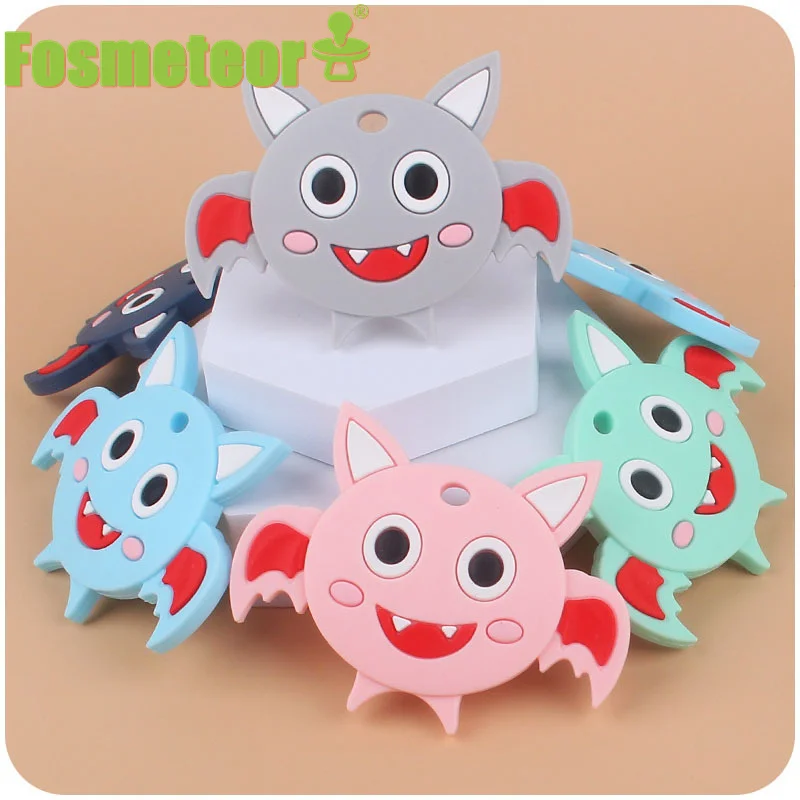 

Fosmeteor BPA Free Baby Silicone Teethers Food Grade Cute Bat Teething Necklace Baby Shower Gifts Cartoon Animals Teether Toys