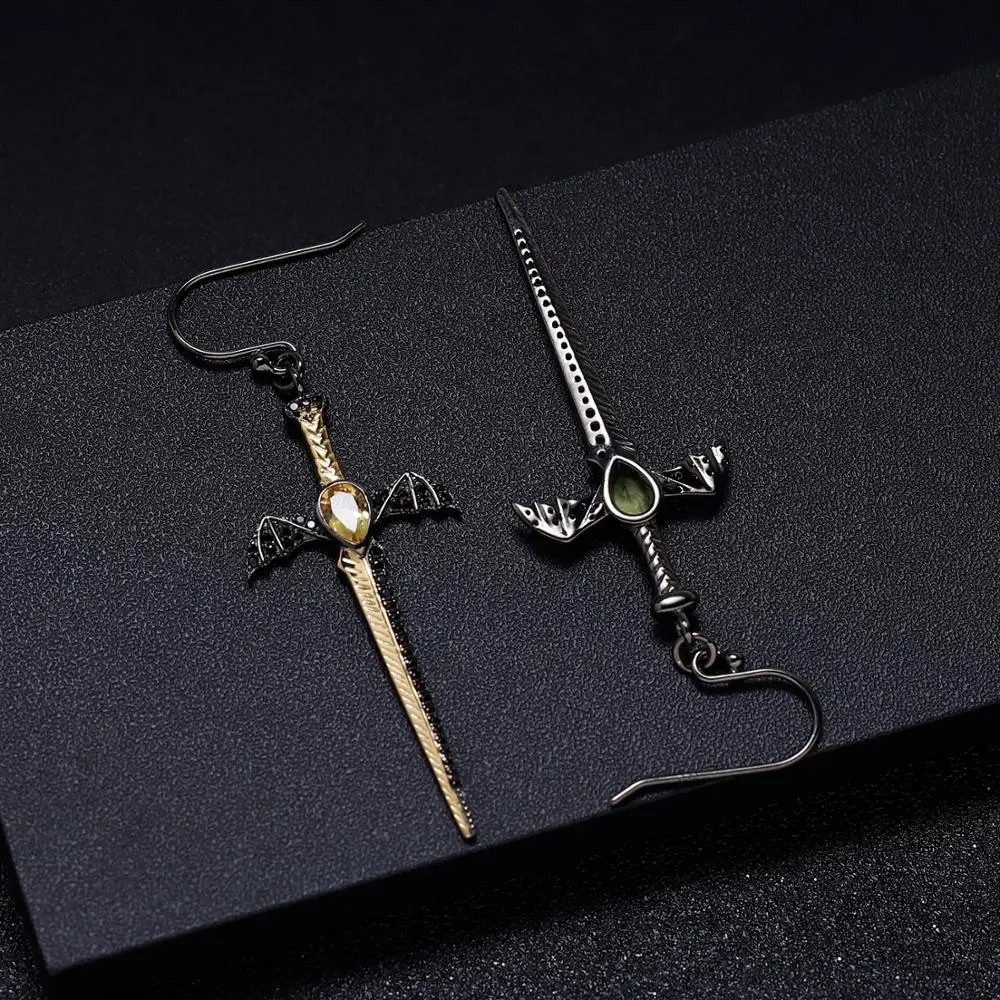 GEM'S BALLET 0.76Ct Natural Citrine Earrings 925 Sterling Silver Vintage Bat's Wing Sword Drop for Women Fine Jewelry | Украшения и