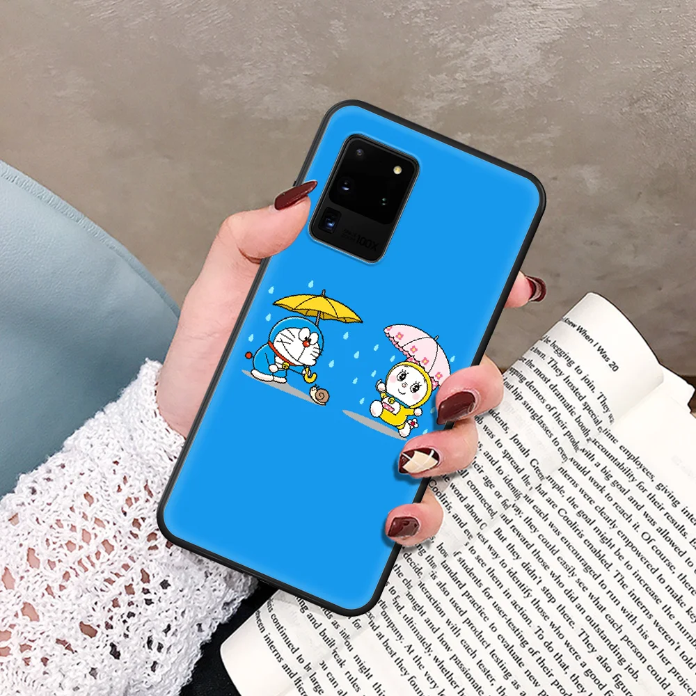 

Cute Doraemon Robot Phone Case For Samsung Galaxy Note S 8 9 10 20 Plus E Lite Uitra black Cell Pretty Shell Silicone Hoesjes