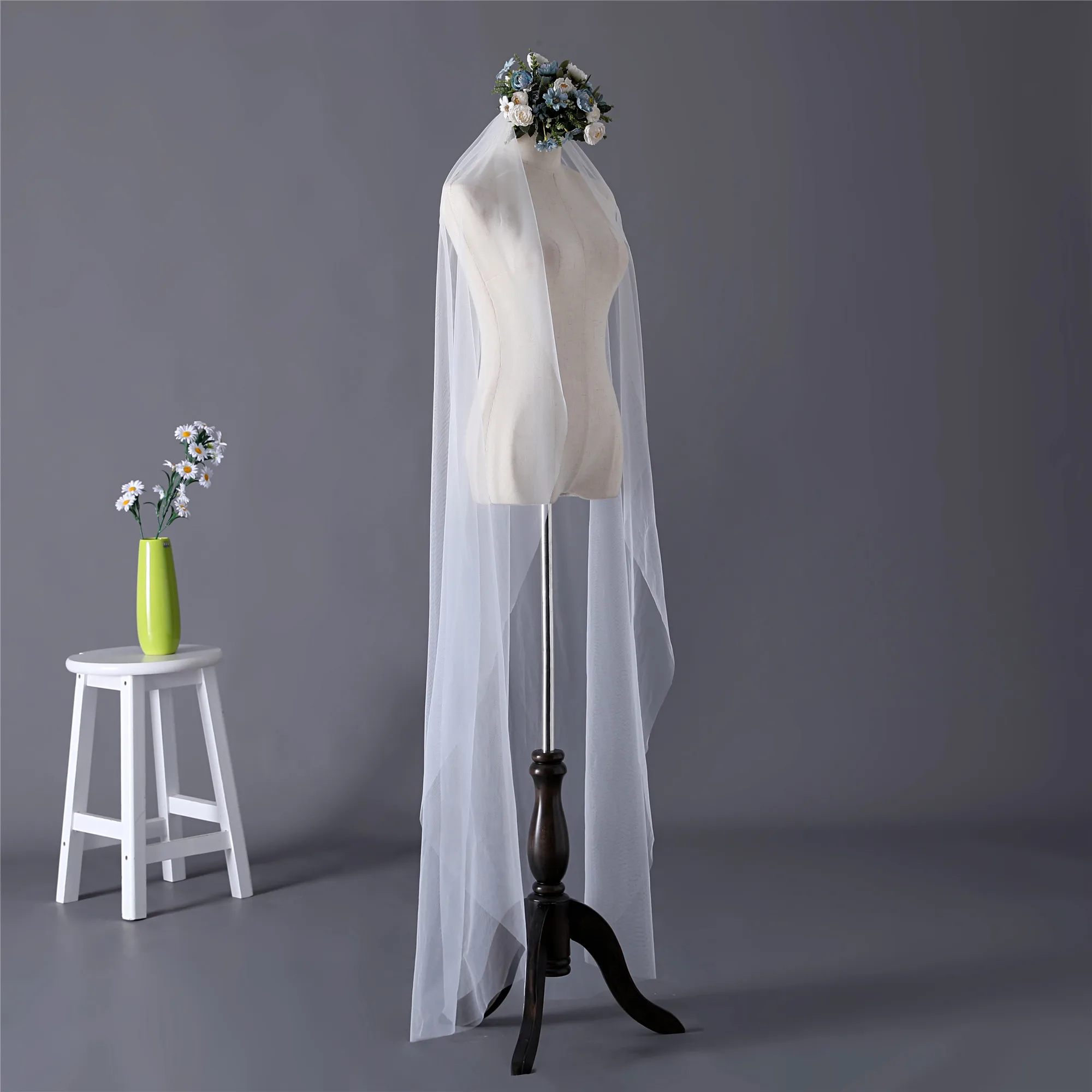 Erosebridal Новое поступление собора 3 ярда невесты вуаль жемчужина и Кристалл бисером Вуаль свадебная белая длинная вуаль Индивидуальный размер