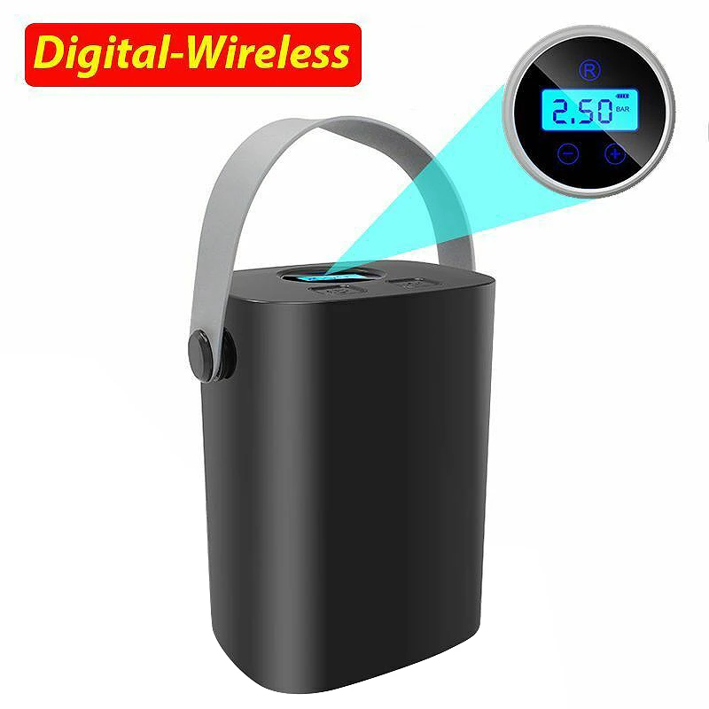 

Портативный беспроводной автомобильный воздушный компрессор 12 В 150psi, автомобильный воздушный насос для шин с цифровым манометром, автомоб...