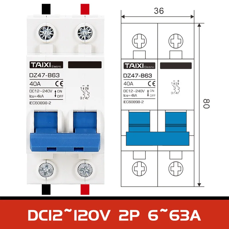 DC MCB 24 в 48 96 DZ47 автоматический Выключатель dc 125A 63A 32A 63 выключатель питания