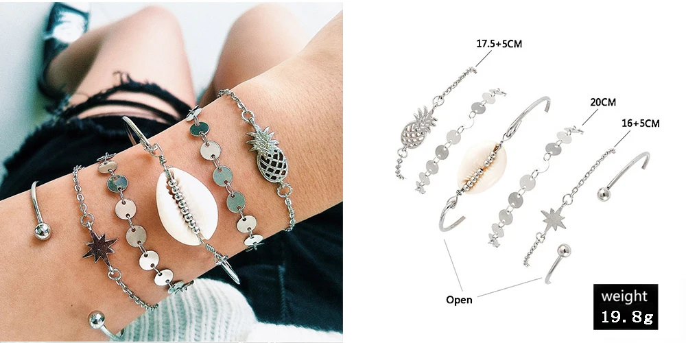 21 стиль Boho модный корпус сердце кристалл лист стрела крылья браслет-цепочка с бусинами набор для женщин Шарм пляжные вечерние ювелирные изделия аксессуары