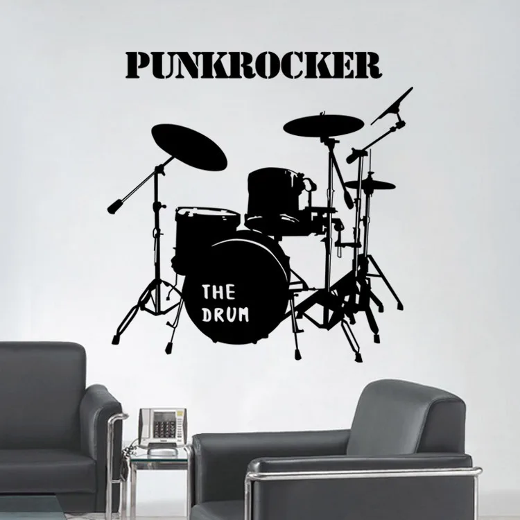 Оригинальное Украшение стен наклейки Панк Рокер барабан ПВХ Съемный музыкальный