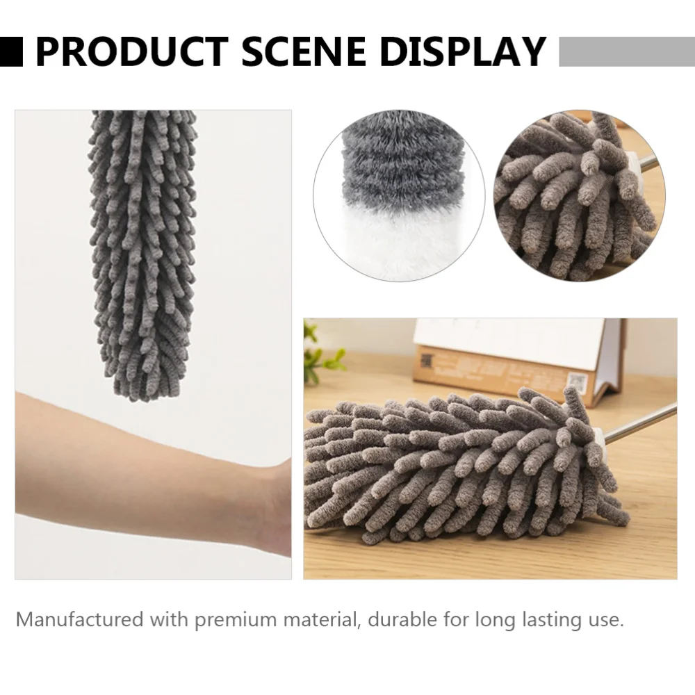 

1 Set 4pcs Microfiber Fiber Duster with Extension Rod Home Dust Remover (Grey)