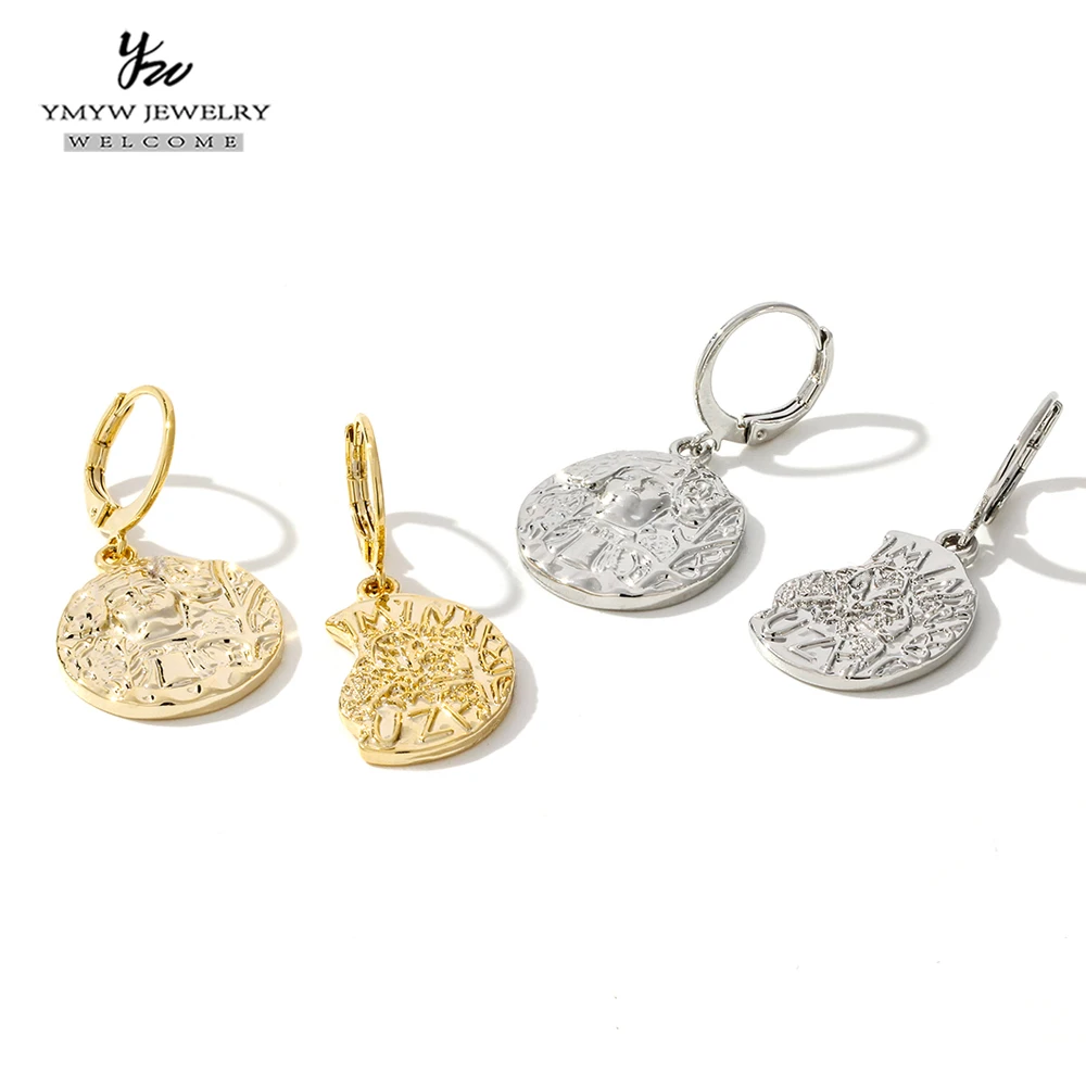 YMYW массивные Асимметричные Портретные висячие серьги с рисунком для лица медная