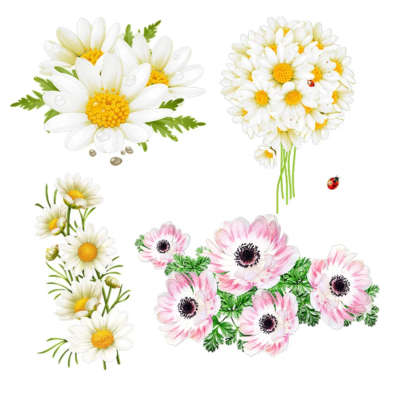 

Three Ratels QCF68 Lovely little Daisy bouquet elegant flower wall sticker toilet decals