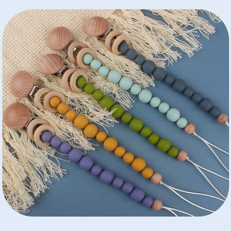 

Pacifier Clips Chain Silicone Beads BPA Free DIY Dummy Clip Holder Soother Chains Baby Teething Toys Chew Gifts