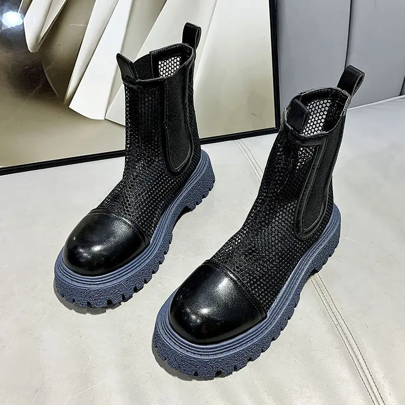 

tube blue bottom boots sandals women 2021 summer new thin mesh hollow out cool boots thick bottom tube boots