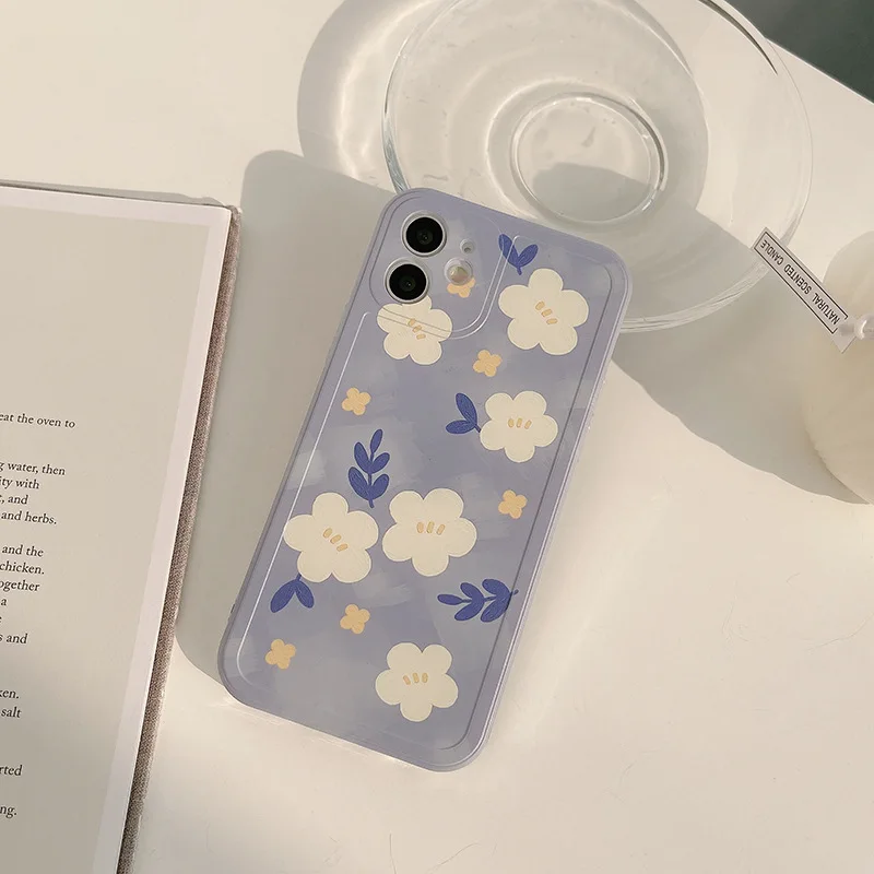 

Painted Flowers Vintage Silicone Soft Phone Case For iPhone 7 8 Plus 2020 SE X XR XS Max 11 11Pro Max 12 12Pro Max Pro Mini Case