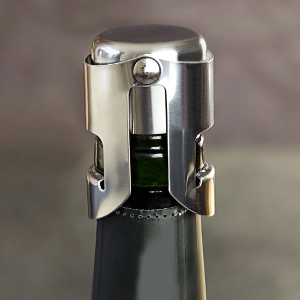 

1pc Bar Inflatable Sparkling Stainless Steel Champagne Stopper Bottle Stopper Button Anti-Skid Leak Red Wine Wine Stopper