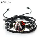 Akame ga Kill! Браслет для косплея Аниме фигурки Харадзюку, стеклянный кабошон, многослойный кожаный браслет, для фанатов стиля унисекс подарок