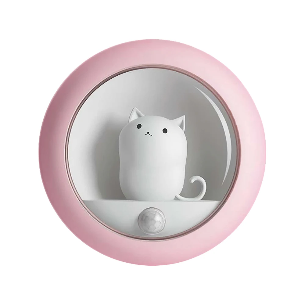 

Cute Cat LED Night Light With Motion Sensor And Light Sensing Stair Wall Light Night Lamp For Bedroom Hallway Balcony Home Decor