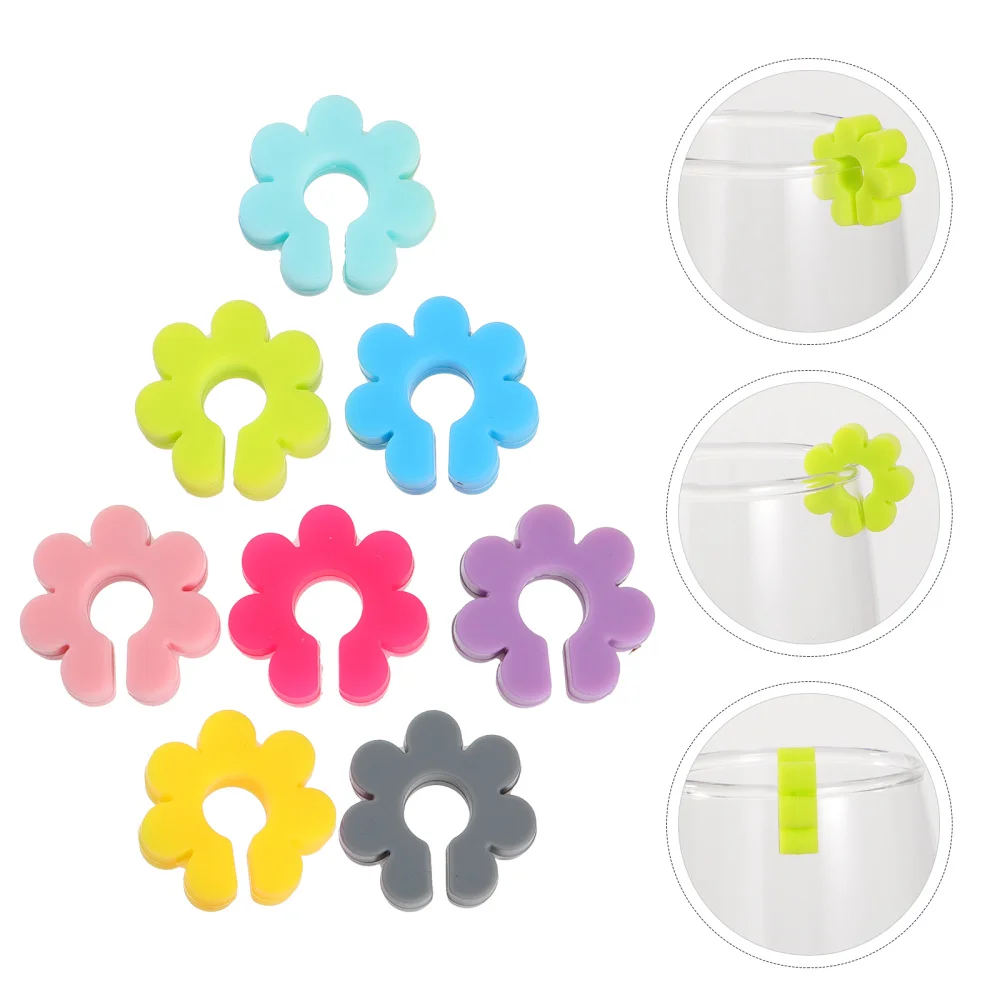 

1 Set 8Pcs Cartoon Flower Markers Silicone Drink Markers (Assorted Color)