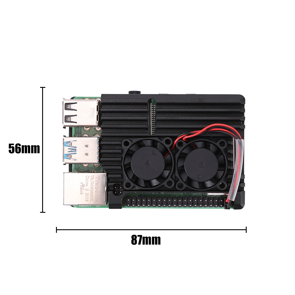 

Protective Shell with Dual Fans Case Shell Aluminum Alloy Cooling Heat Sink Housing for Raspberry Pi 4 Model B