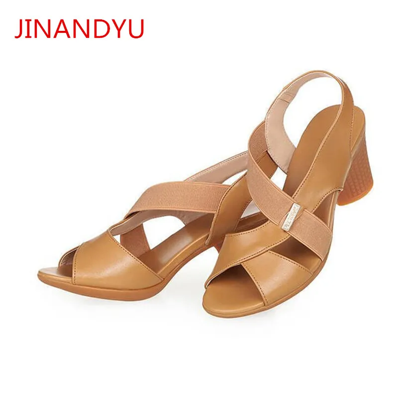 

Large Size Chunky Heels Sandals Women Summer Shoes Sandle Casual Peep Toe Shoes Woman Sandals Leather Black Heels Fashion New