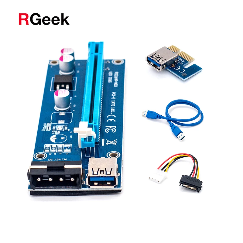 60 см PCI-E удлинитель-адаптер PCI Express PCIE Райзер-карта 1x до 16x USB 3 0 SATA к 4Pin IDE