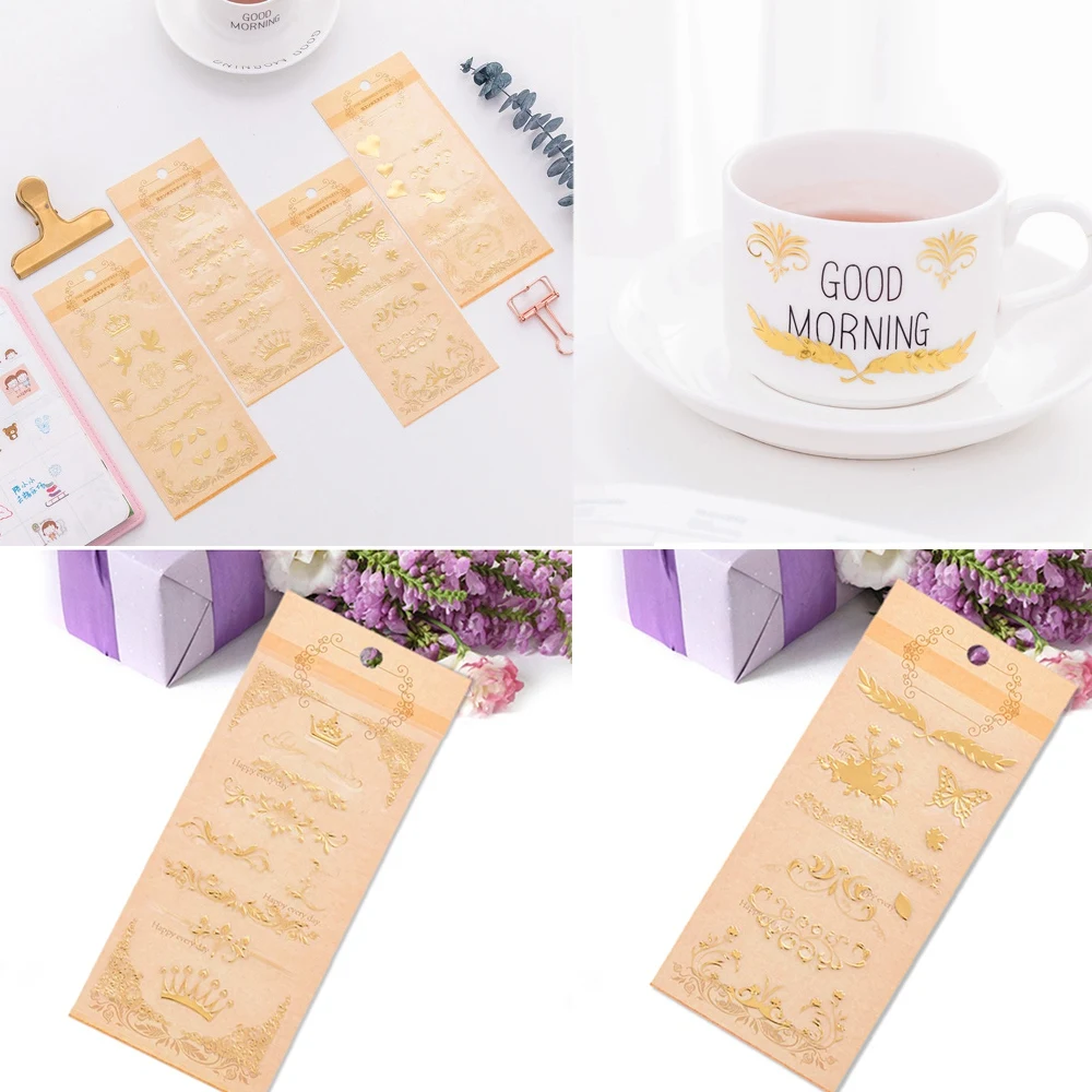 

Hot Stamping Stickers 1 pc Personality Waterproof Self Adhesive Sticker DIY Gift Hand Account Photo Album Decoration