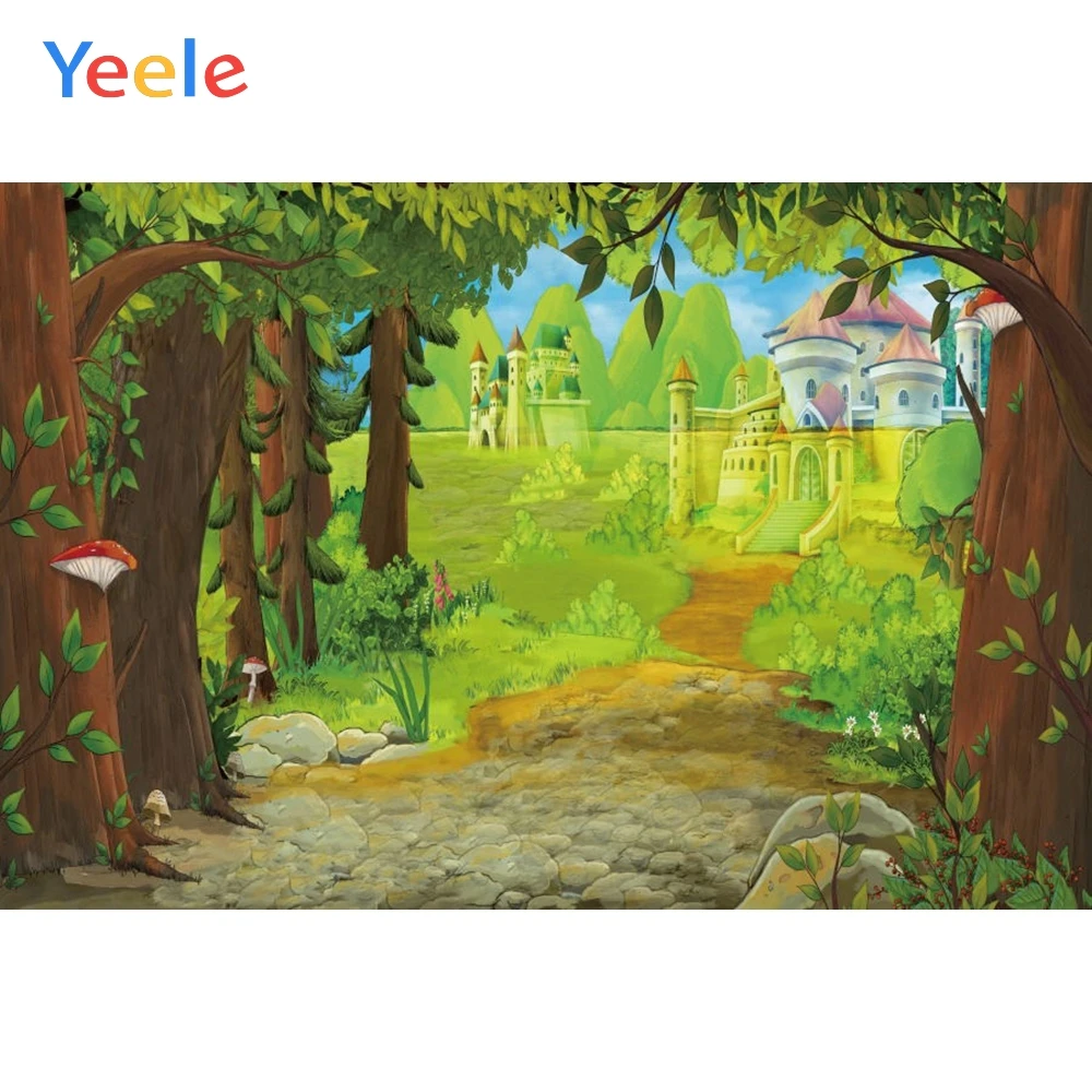 

Yeele Wonderland Backdrop Forest Castle Tree Newborn Baby Birthday Party Custom Photography Background Vinyl For Photo Studio
