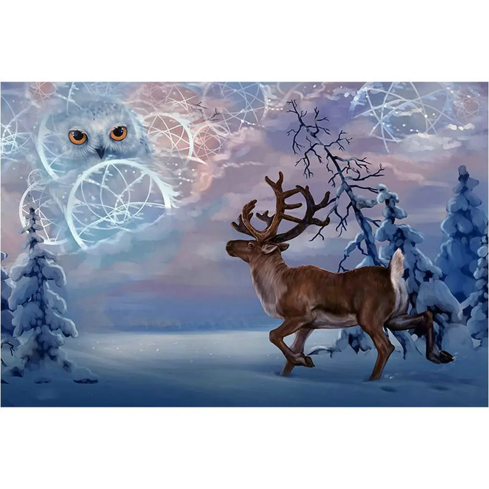Полноразмерная Алмазная картина квадратная круглая с изображением снега 5D орла