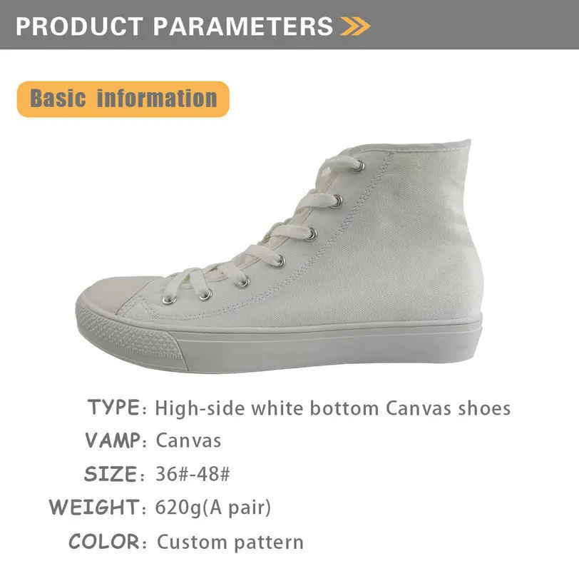 Женская Повседневная парусиновая обувь на заказ Обувь с высоким берцем и