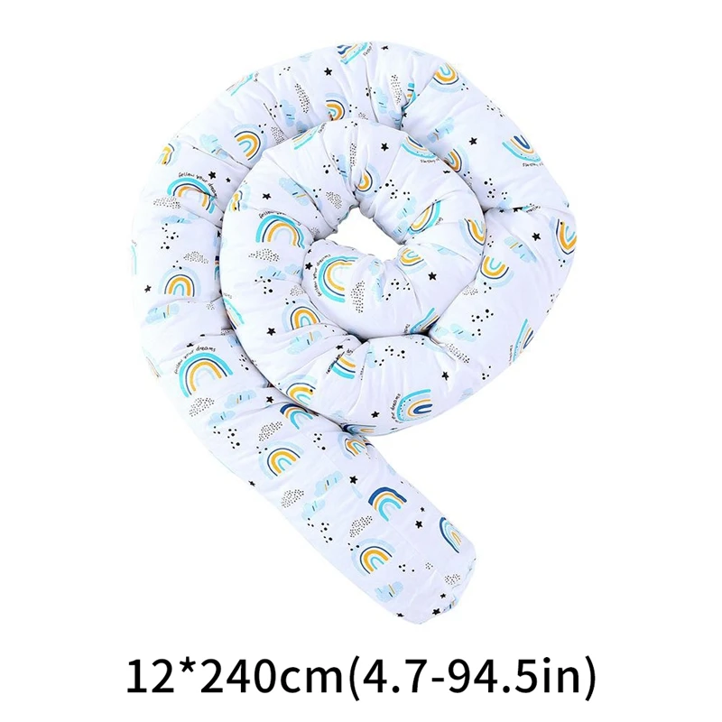 

Newborn Baby Bumper Printed Rainbow Bumper for Infant Bebe Crib Protector Parachoque Braided Bed Pillow Baby Room Decor