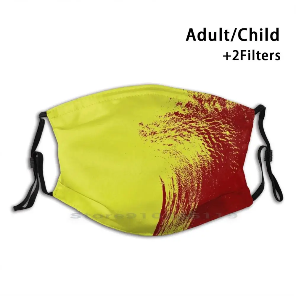 

The Great Red Wave ( On Yellow ) Reusable Mouth Face Mask With Filters Kids Surfing Beach Blue Ocean Wave Surf Waves Water