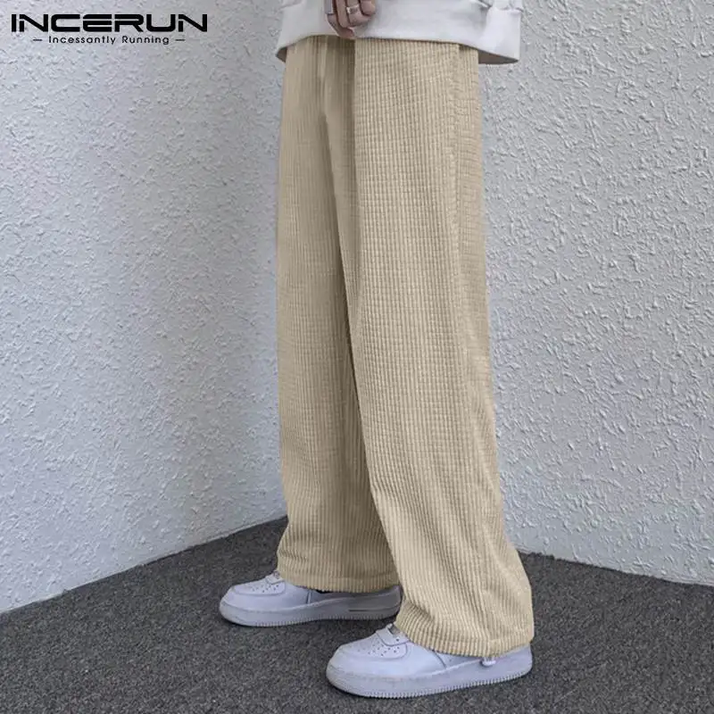 

INCERUN однотонные удобные мужские длинные брюки Модные свободные повседневные горячие продажи брюки прямые брюки с высокой талией S-5XL 2022 INCERUN
