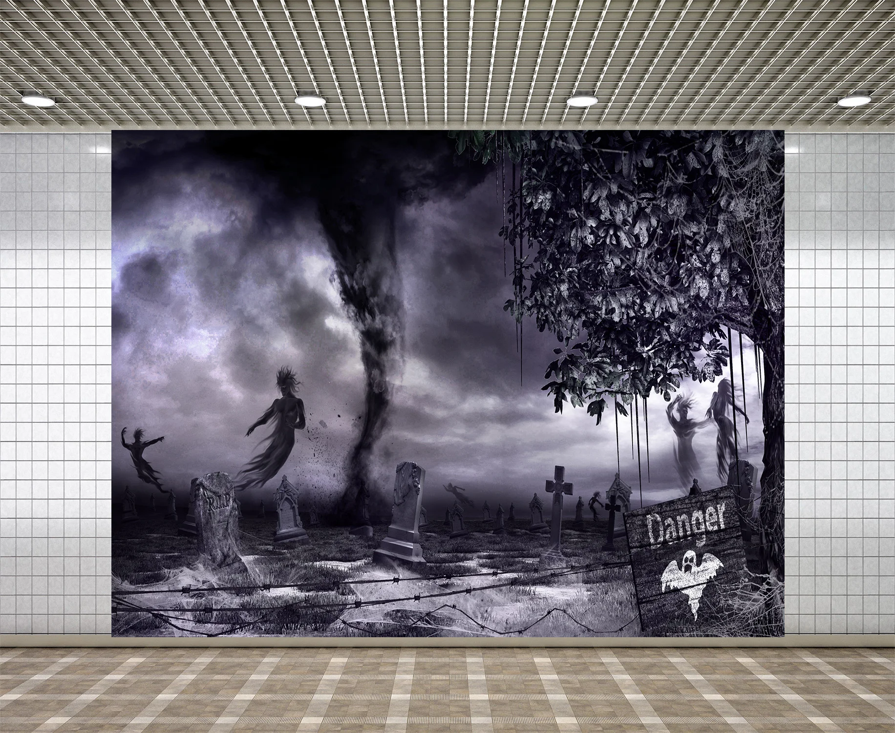 

Lyavshi для фотосъемки с изображением кладбища с привидениями tornado фон призрак могила надгробие Хэллоуин вечерние аксессуары для фотостудий р...
