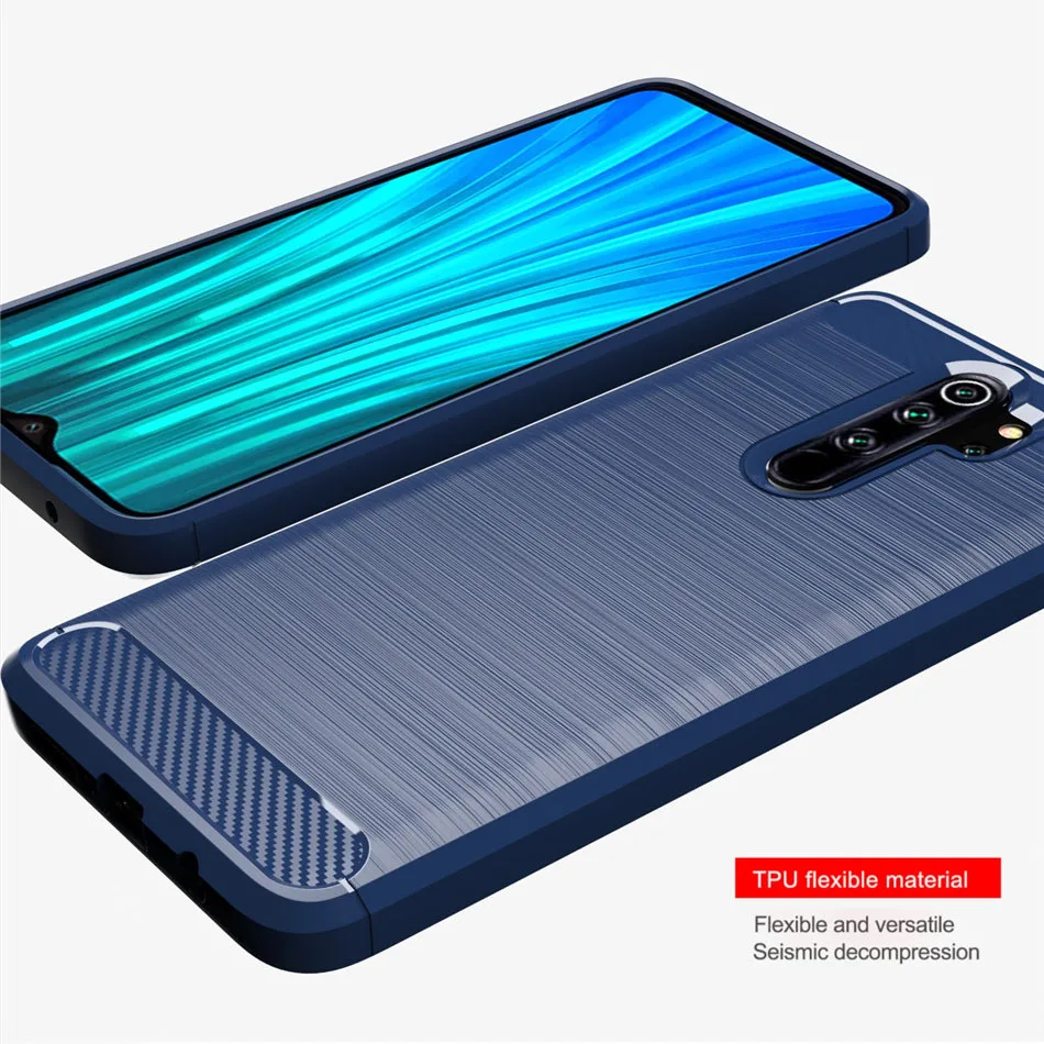 Мягкий силиконовый чехол Whyes для Xiaomi Redmi Note 8 Pro противоударный из углеродного