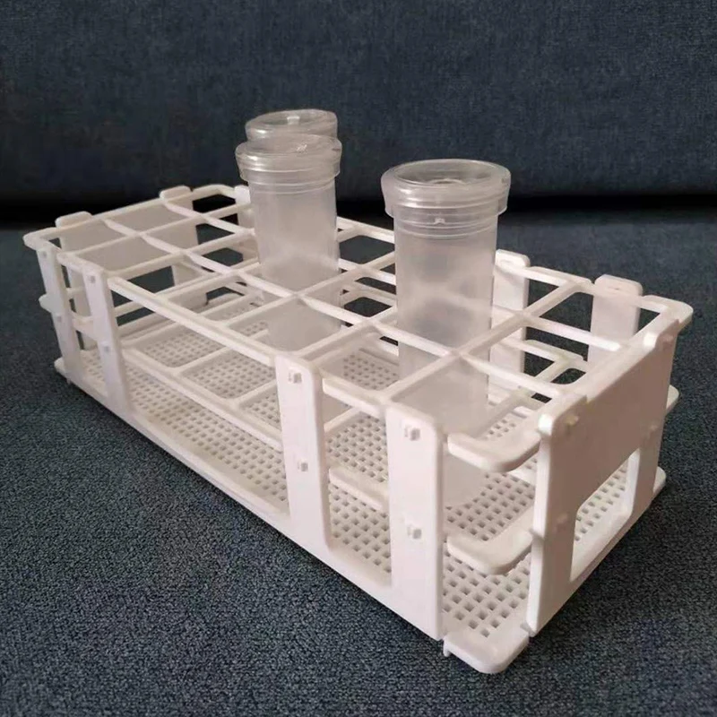 

3 Packs Plastic Test Tube Rack, 21 Holes Lab Test Tube Rack Holder for 30mm Test Tubes, White, Detachable (21 Holes)