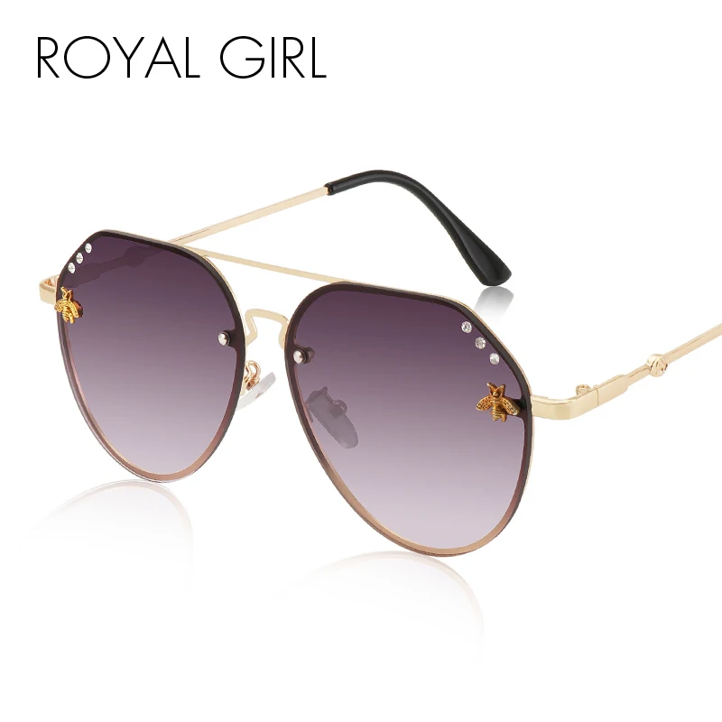 Роскошные овальные женские солнцезащитные очки ROYAL GIRL,, фирменный дизайн, пчела, очки для женщин, алмазные градиентные линзы, солнцезащитные очки для женщин, ss516