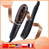 compact beard straightener for men ionic and anti scald technology beard straightening heat brush comb ionic for home and travel