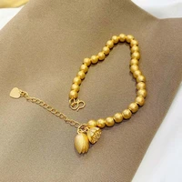 classic vintage round bead ladies bracelet gold lotus buddhism flower showerhead talisman bracelets festival accessories gifts