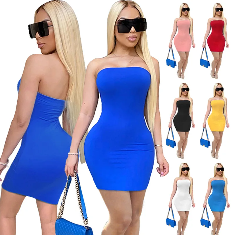 

2021 New Summer Women's Strapless High Stretch Bodycon Mini Dress