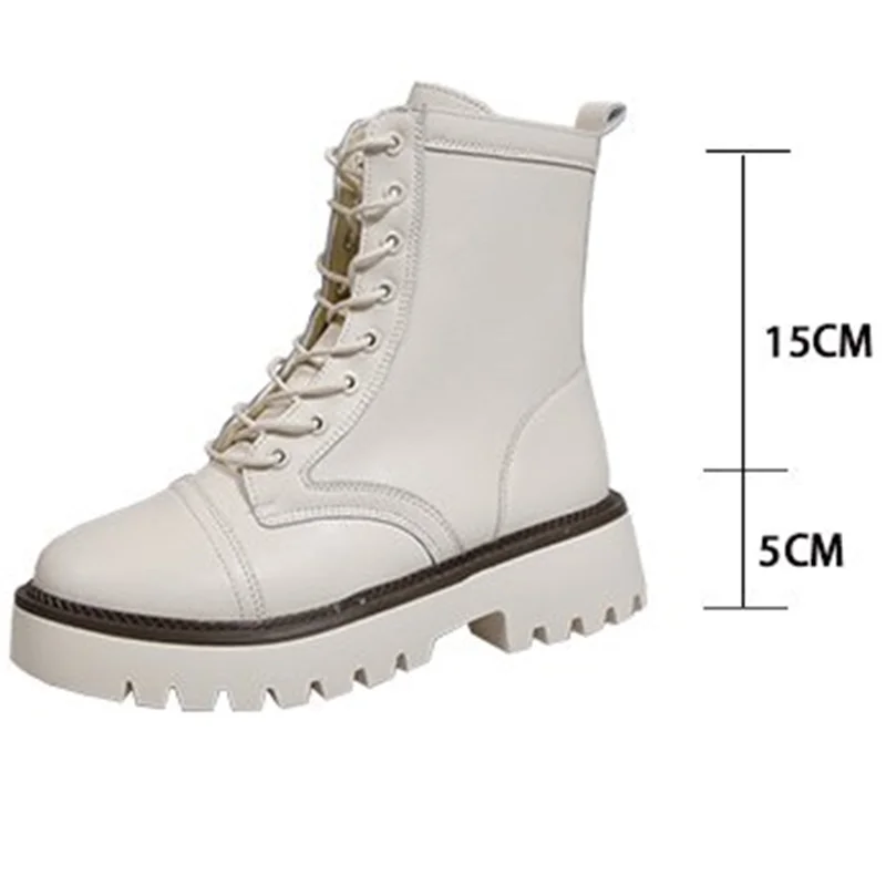 

Womens Boots Ankle High Quality Leather Lace Up Boot Women BootsRound Toe Shoes Outdoor Wear-resistant and non-slip Female Shoes