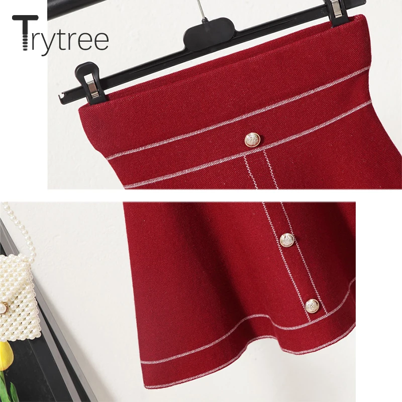 Осень-зима 2020 женская повседневная юбка Trytree с высокой талией однотонная Модная